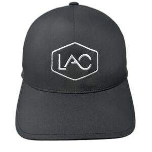 Flexfit Delta Baseball Cap Black M LAC Hexagon Embroidered Logo Stretch Fit Hat